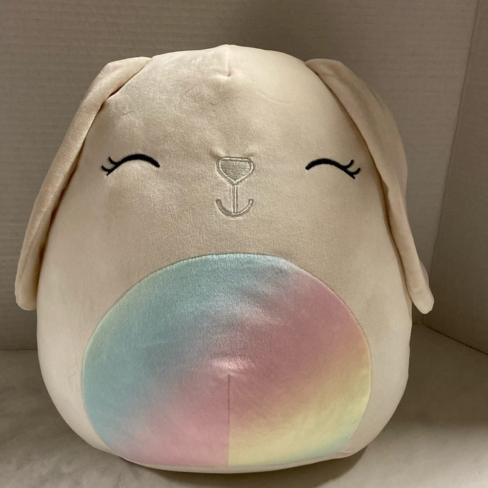 Squishmallows Robyne the Ivory Bunny Rabbit Rainbow Tummy Plush Soft 14” New